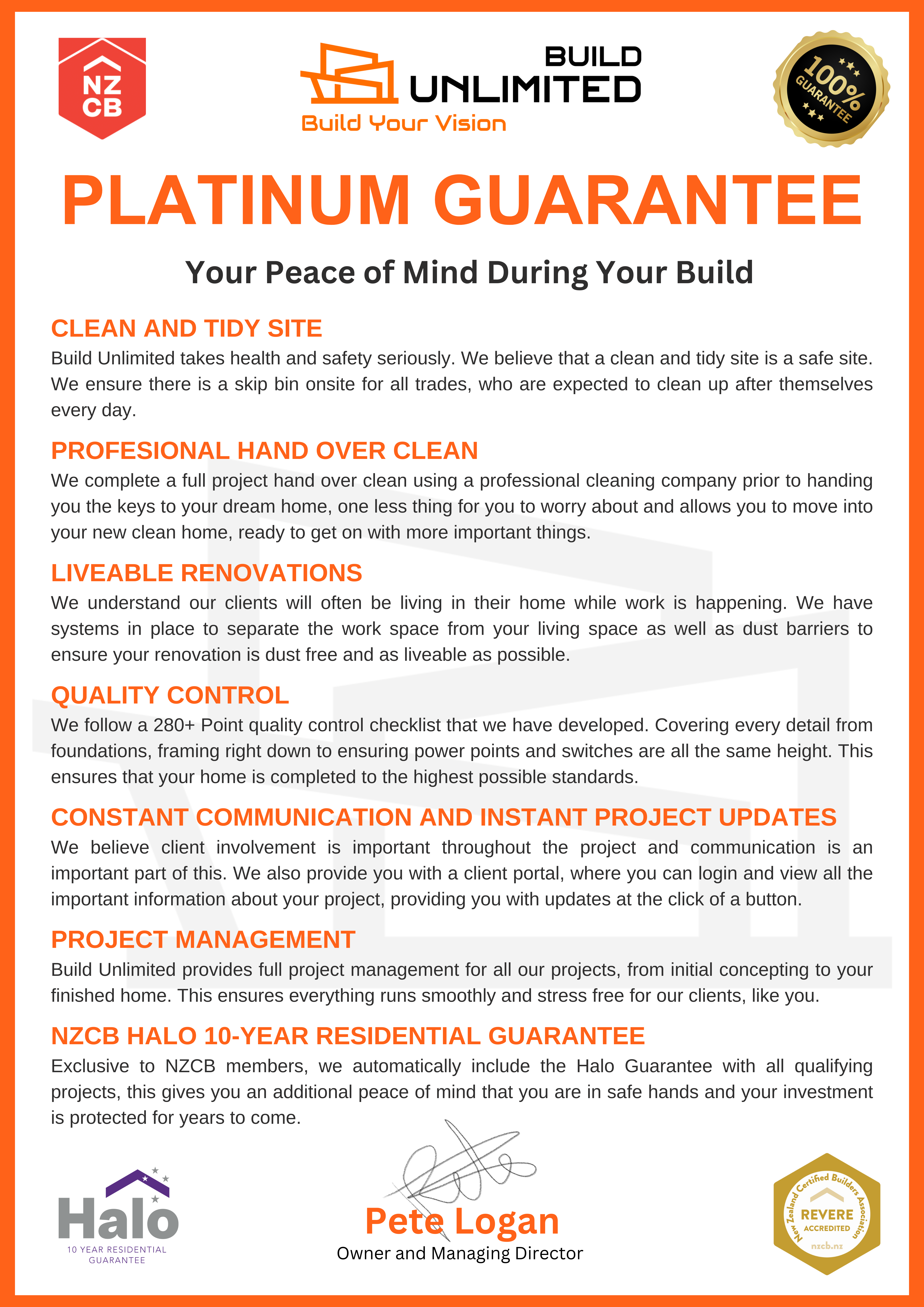 Build Unlimited Platinum Guarantee